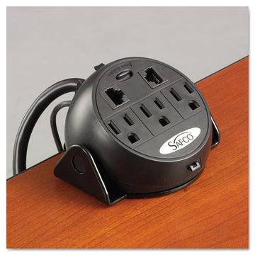 Safco® Power Module, 3 Outlets, 2 Rj-45 Ports, 8 Ft Cord freeshipping - TVN Wholesale